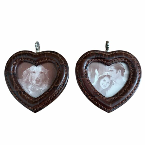 Brighton Brown Leather Croc Heart Picture Frames w/Silver Heart Stand - Picture 5 of 5